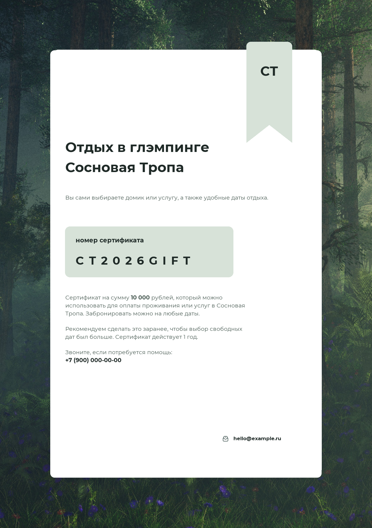 Образец подарочного сертификата